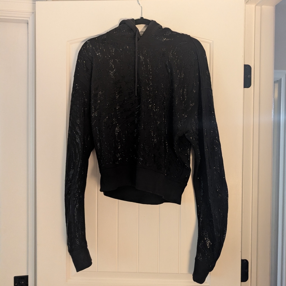 Mugler Black Rhinestone Women's Hoodie
